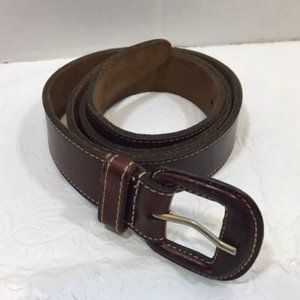 Brown Cow Leather Stitched Belt Uruguay Size 34